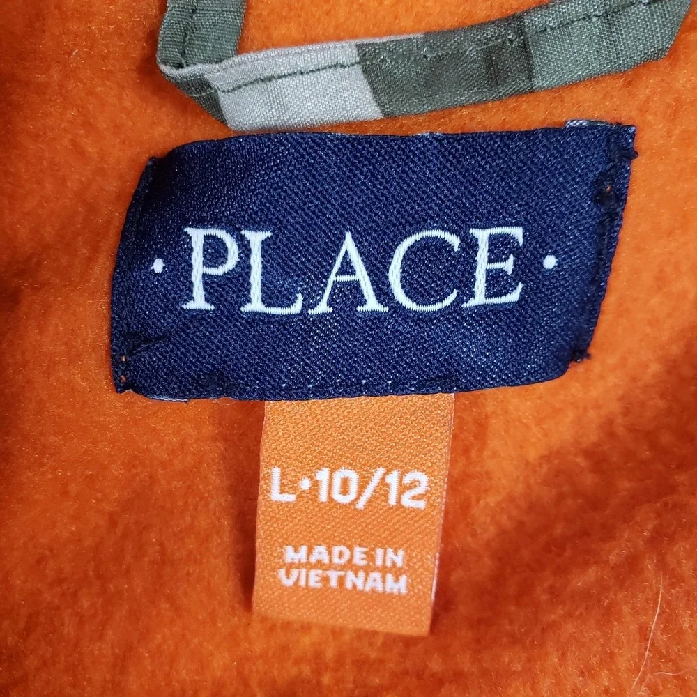The Children's Place Boys Camo Jacket Large 10/12 Hooded Fleece Lined Camouflage